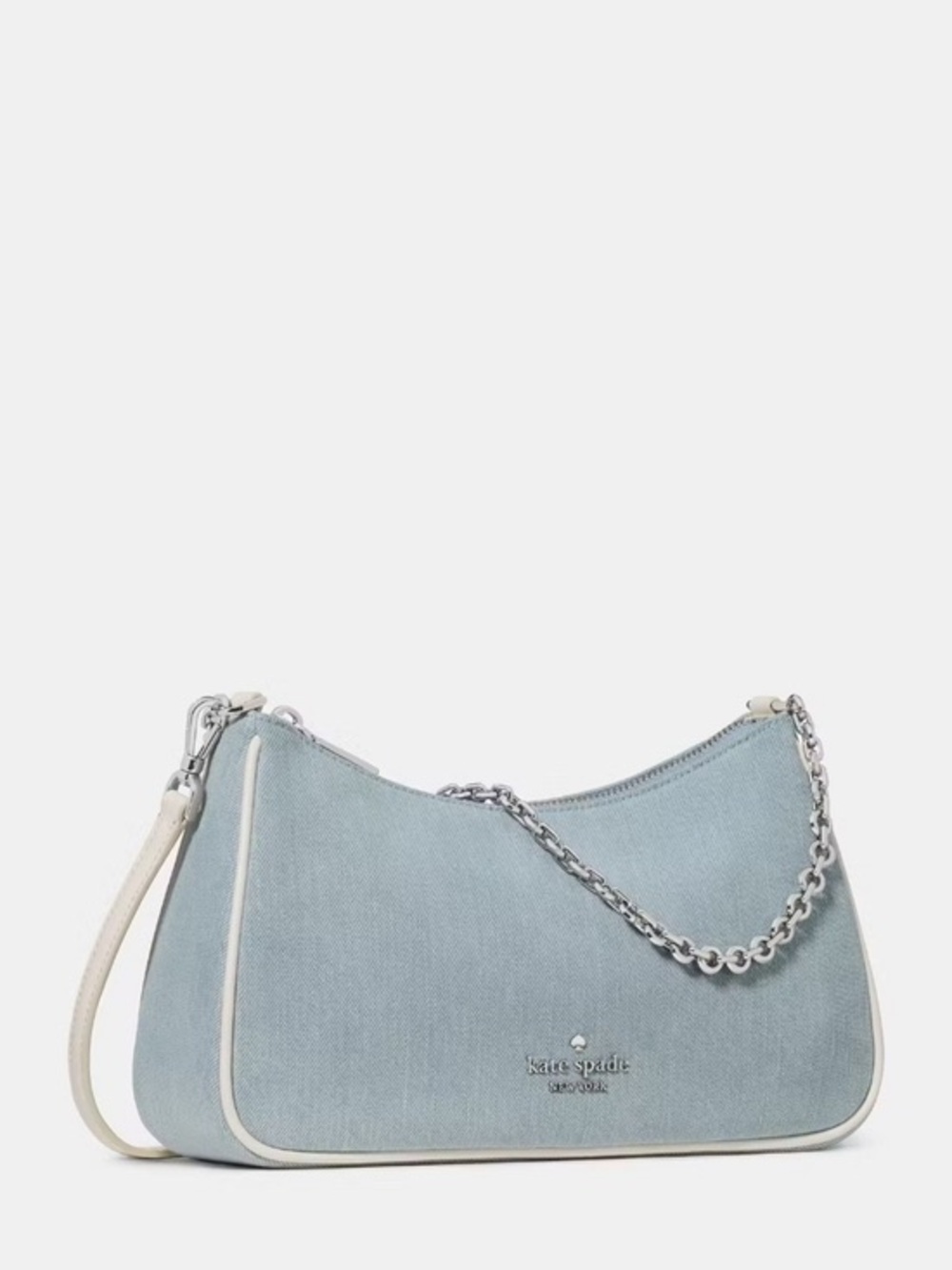 NEW IN BOX kate spade Margot Light Denim Shoulder Bag Silver Chain